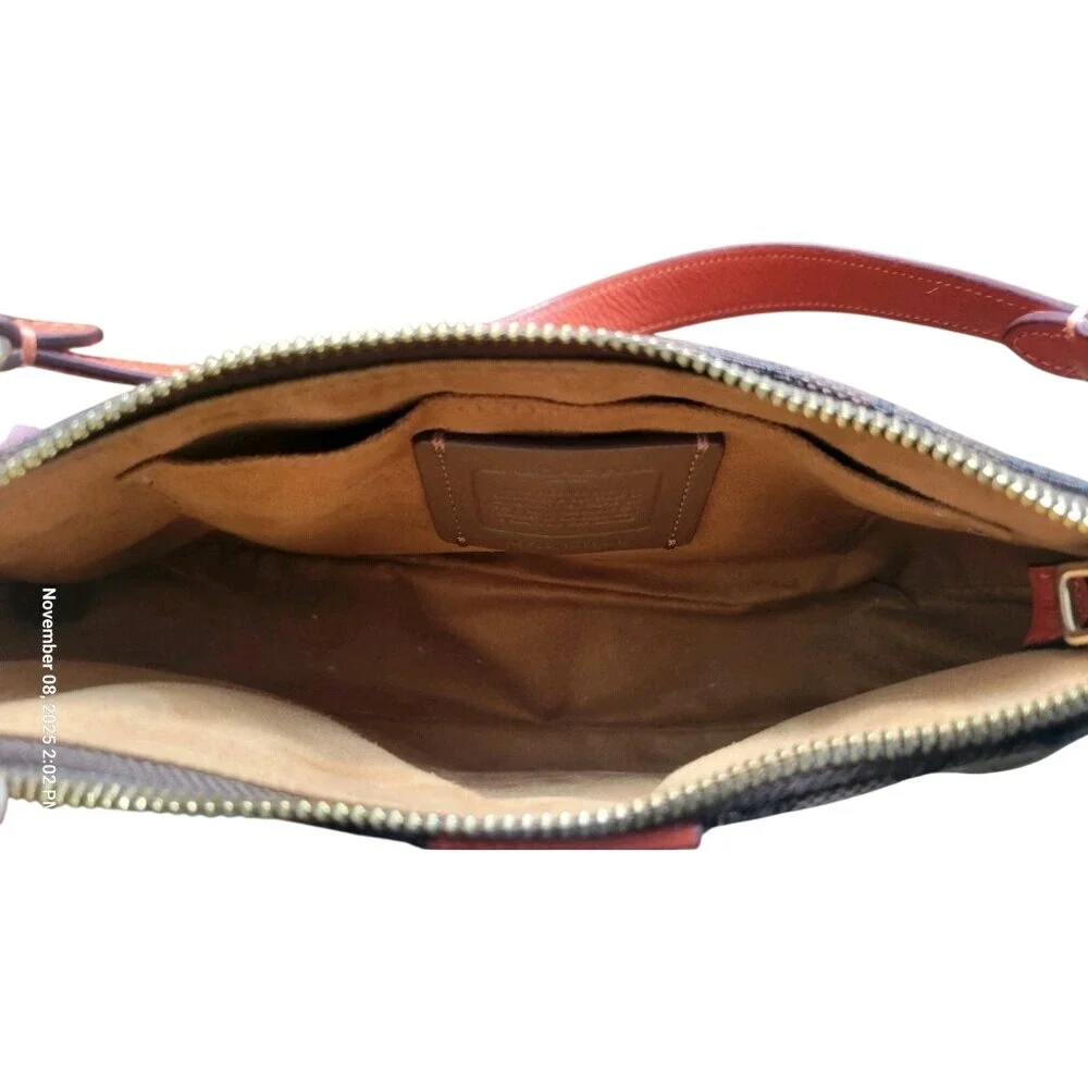 Coach Lonnie In‎ Signature Jacquard Women's Brown Orange Monogram C8306